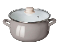 Altom Garnek emaliowany 18cm z pokrywą szklaną 1,9l taupe - 1580544 - zdjęcie 2